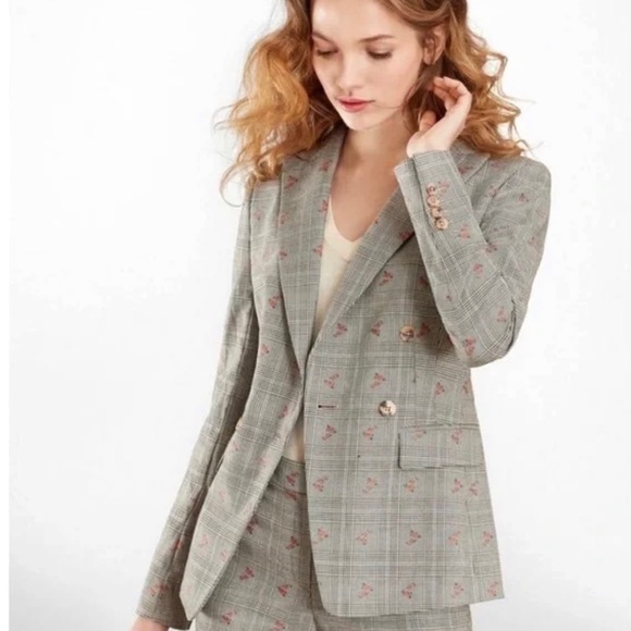 Brooks Brothers Floral Glen Plaid Double Breasted Blazer - Picture 3 of 17